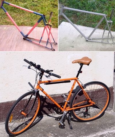 Renovovaný bicykel Favorit v oranžovej farbe RAL 2009